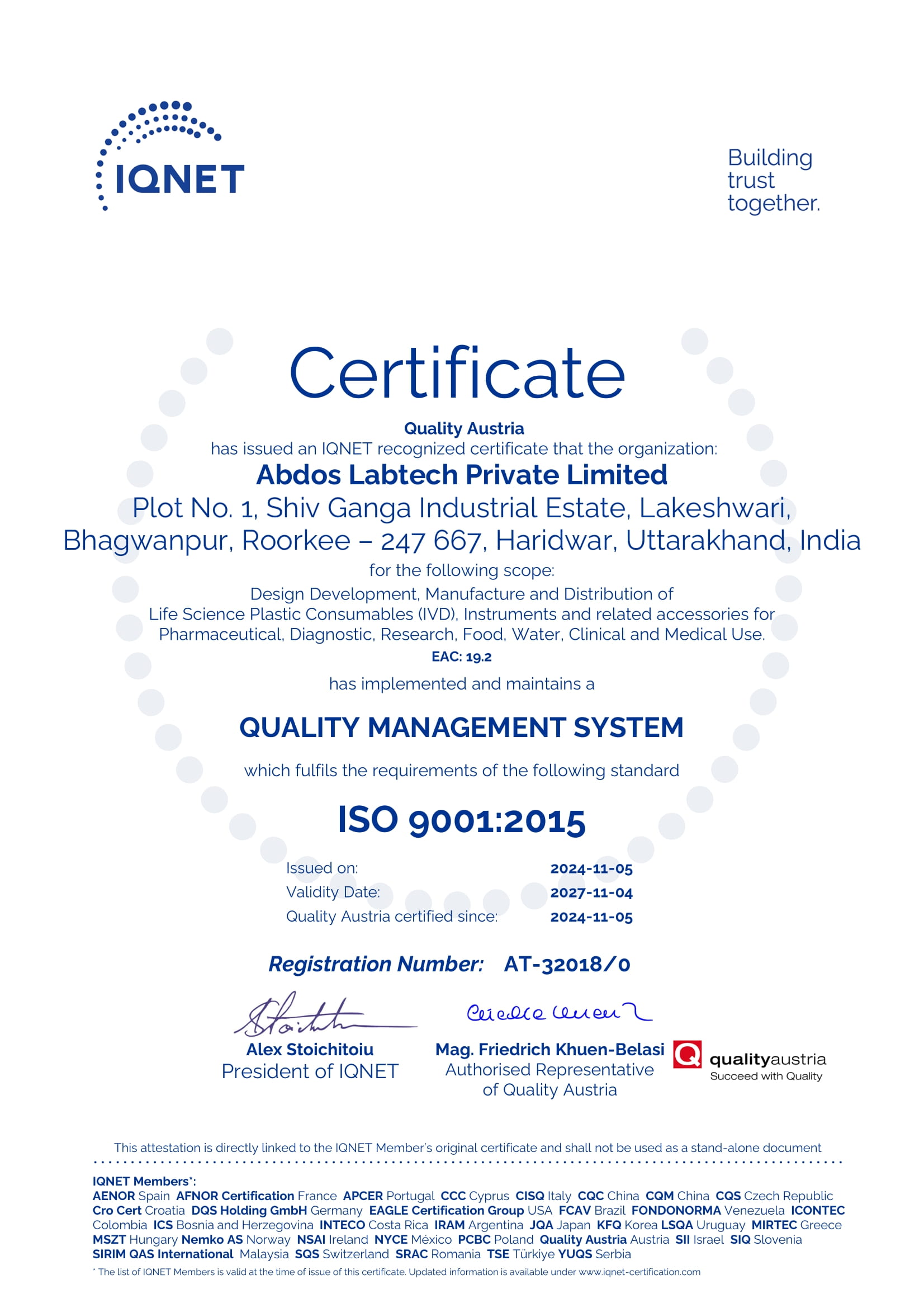 ISO 9001 certificate preview