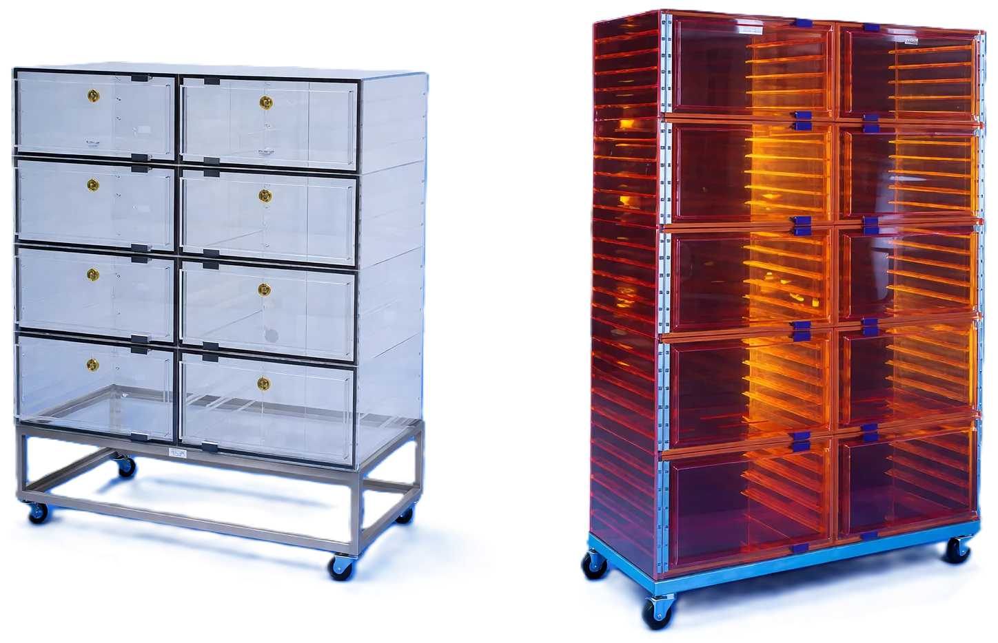 Desiccator cabinet with stainless steel cart
